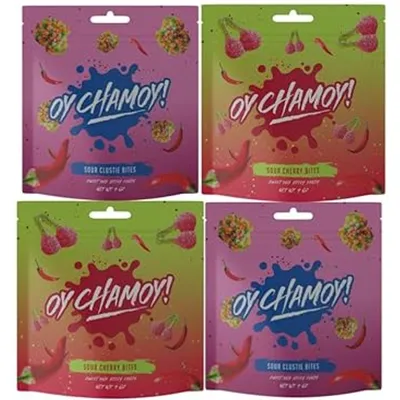Oy Chamoy! Sour Cherry Bites And Sour Clustie Bites 2 Bag 2 Pack 4oz