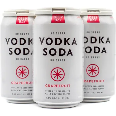Deep Bay Vodka Soda Grapefruit 4 Pack Cans 12oz