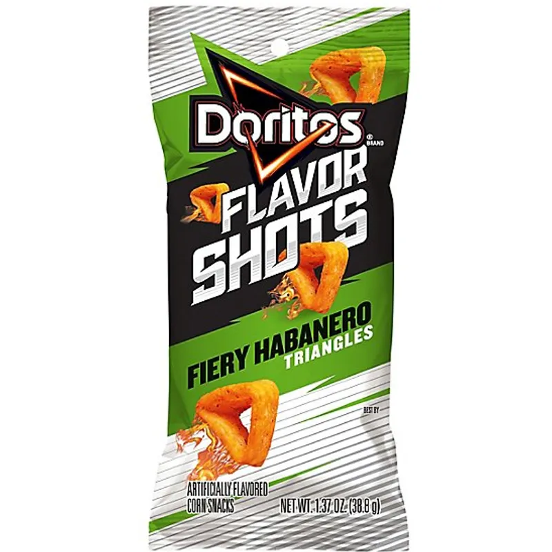 Doritos Flavor Shots Corn Snacks Fiery Habanero Triangles view 1