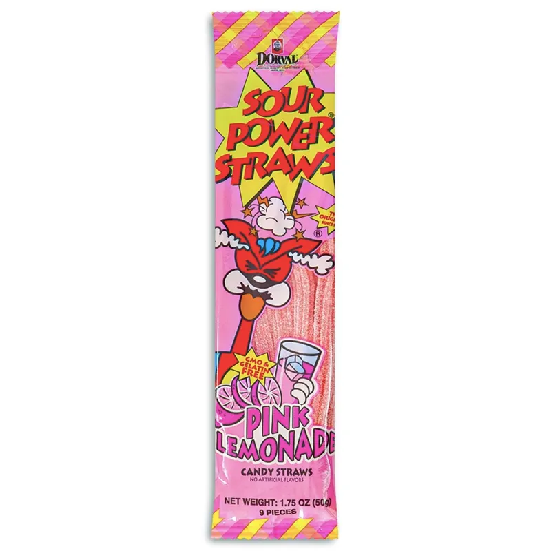Dorval Sour Power Straws Pink Lemonade Bag view 1