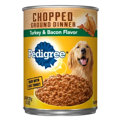Pedigree Chopped Ground Dinner Turkey & Bacon Flavor Dog Food 13.2 oz Can