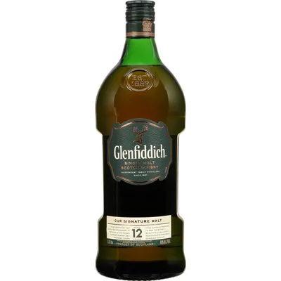 Glenfiddich 12 Year Old Single Malt Scotch Whisky, 1,75 L (40% ABV)