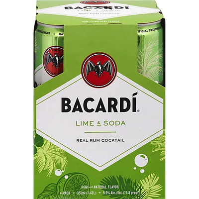 BACARDI Ready to Drink Lime & Soda 4x 355ml Cans