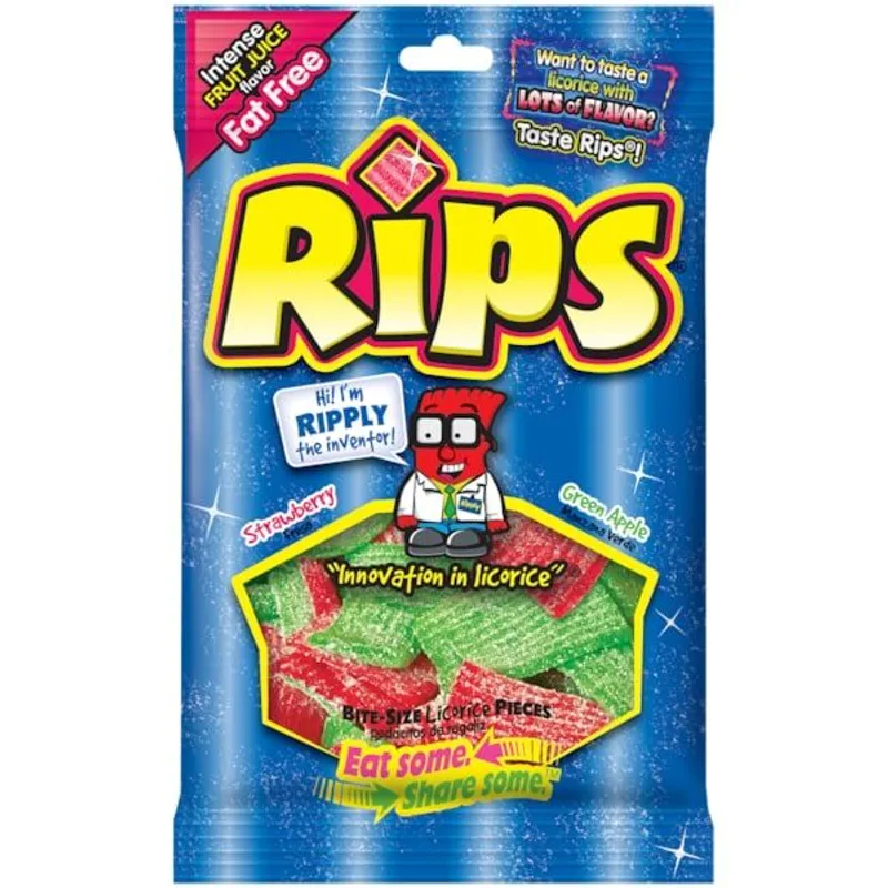Rips Bite-Size Licorice Pieces Strawberry & Green Apple view 1