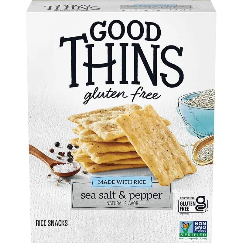 Good Thins Sea Salt & Pepper Rice Snacks Gluten Free Crackers view 1