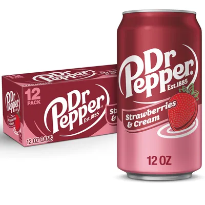 Dr Pepper Strawberries and Cream Soda 12 Pack 12 oz Cans