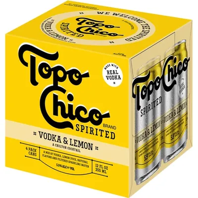 Topo Chico Spirited Vodka & Lemon Cocktail 4 Pack 12oz Cans