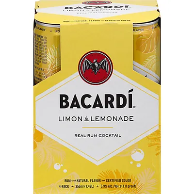 BACARDI Ready to Drink Limon & Lemonade 4x 355ml Cans