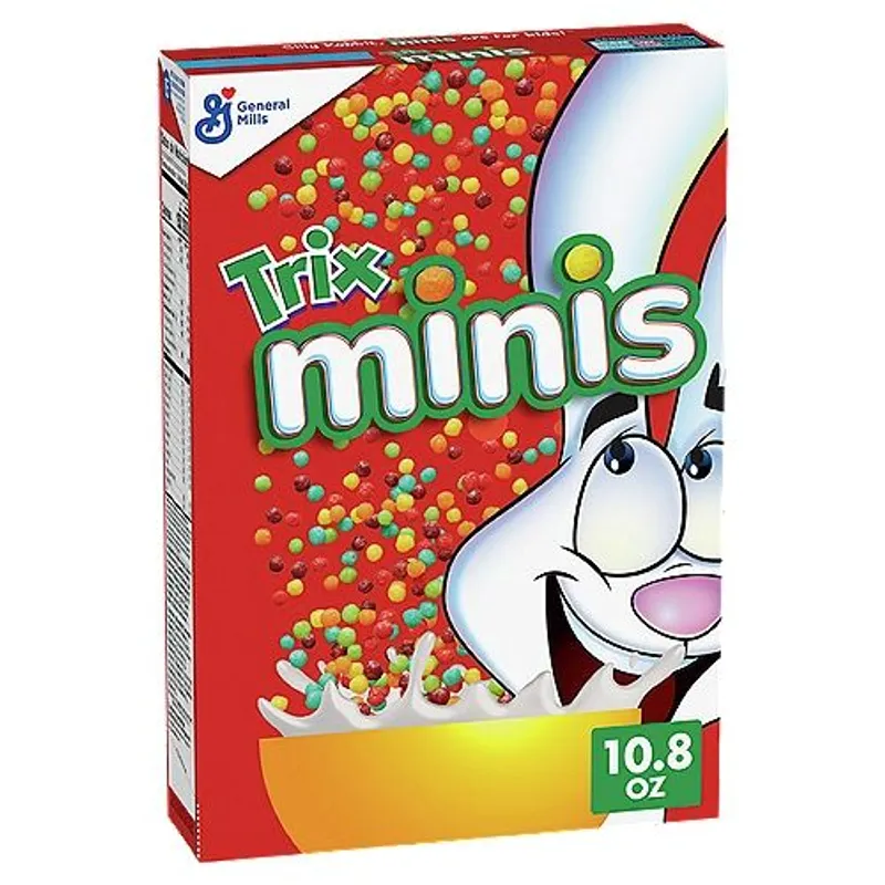 General Mills Trix Minis Cereal Box view 1