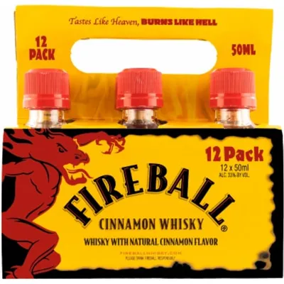 Fireball Cinnamon Whisky, 12x 50 ml bottle (33% ABV)