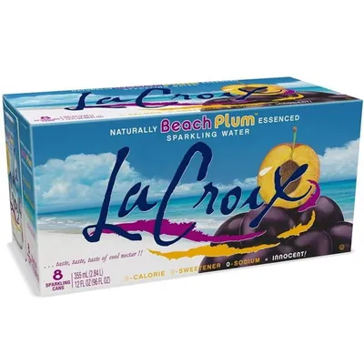 LaCroix Beach Plum Sparkling Water 8 Pack 12 oz Cans