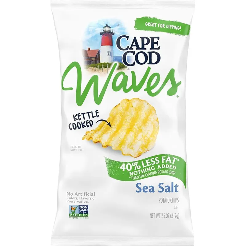 Cape Cod Waves Chips Sea Salt Reduced Fat Bag view 1