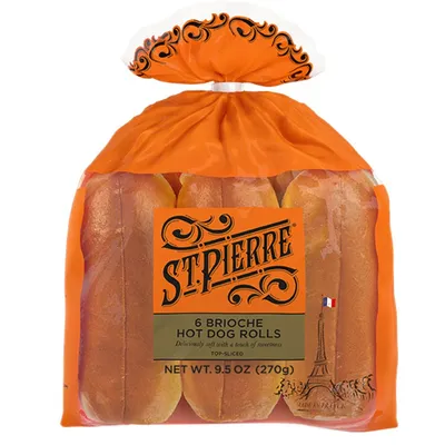 St. Pierre Brioche Hot Dog Buns 6x 9.5 oz Bags