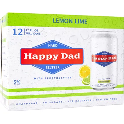 Happy Dad Hard Seltzer Lemon Lime 12 Pack 12oz Cans