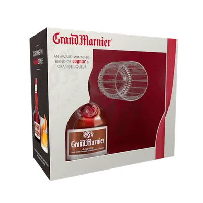 Grand Marnier Cordo Rouge Rocks Glass Gift Set 50mL Bottle