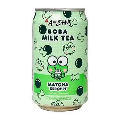 A-Sha Boba Milk Tea Matcha 10.5 oz Can