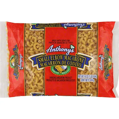 Anthony's Small Elbow Macaroni 16 oz Bag